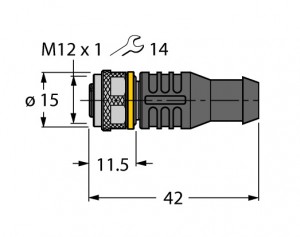 connecteur enfichable M12x1 Dimensions