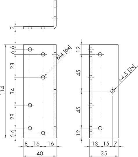 Door damper V 1600 mounting plate dimensions