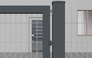 Tube door closer RTS on gate - detail view